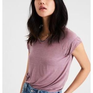 American Eagle Pink T Shirt with Lace Trim